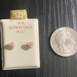 14K Gold Pink Stud Earrings